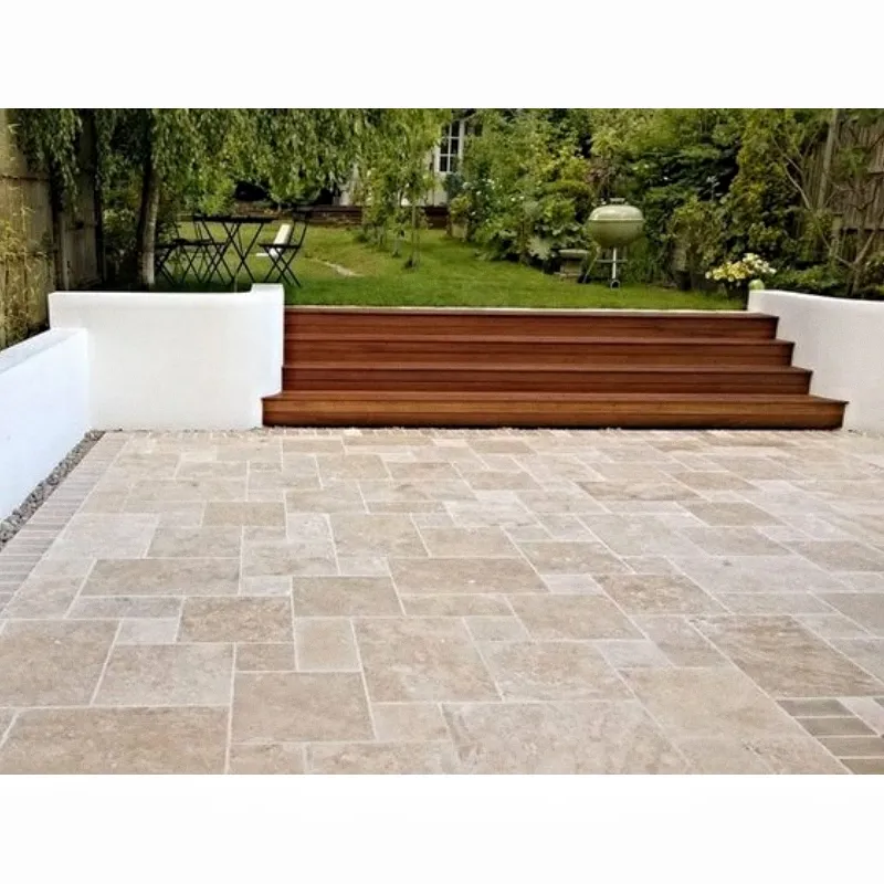 SHIHUI chinois jaune brun pierre naturelle pavés 60x60 24x24 carreaux de travertin extérieur pour piscine coping sol en pierre