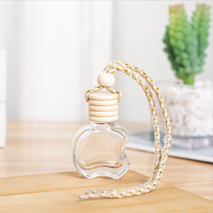 Elma yuvarlak cam dağıtıcı şişe 10ml hava spreyi veya yağ 5ml kapasitesi için ahşap kapak ile açık parfüm asılı