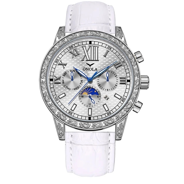 4 silver - white strap