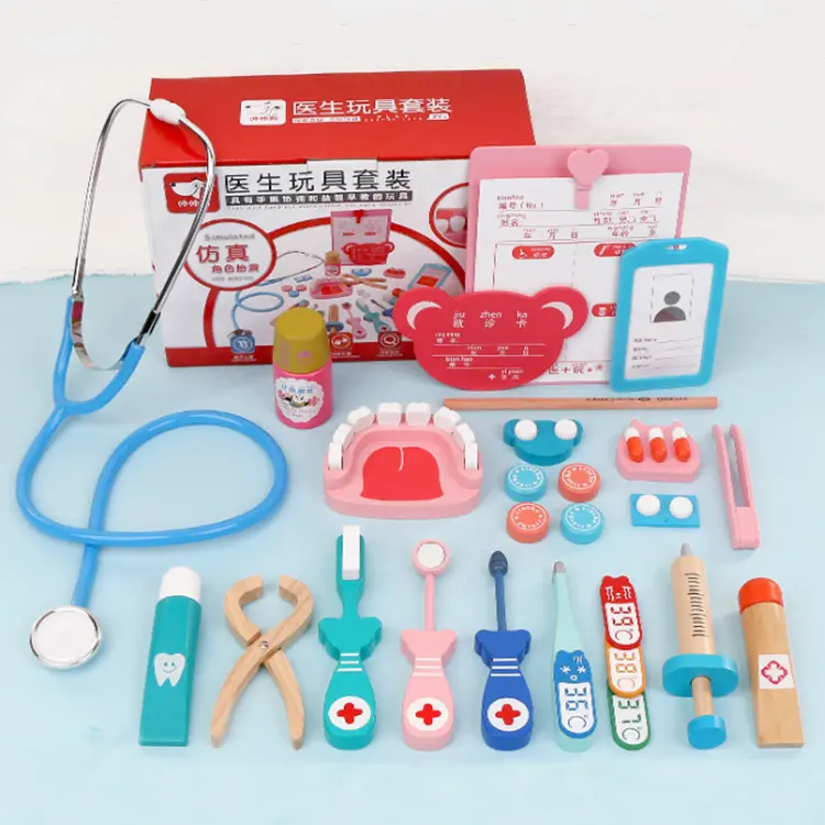 Juego de simulación de madera para niños, Kit de Medicina de dentista, juego de rol