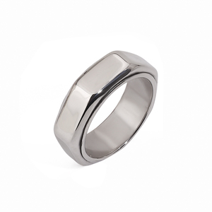 Trendy Fashion Forward Stainless Steel Chic Daily Accessory Gold Star Accented <strong>Silver</strong> Men Ring - Product Image 4