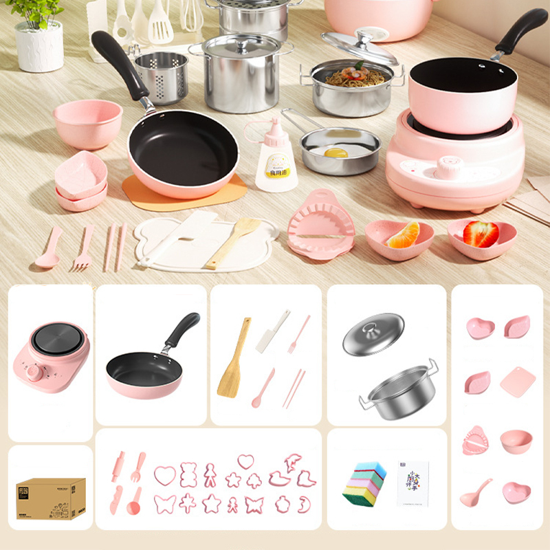 Juego de Cocina de Juguete para Niños Pink-139