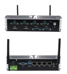 Sin ventilador WiFi Mini PC 4 LAN Intel Core VGA Industrial Computadora de escritorio 6 * COM RS232 RS485 Mini PC todo en uno - Product Image 1