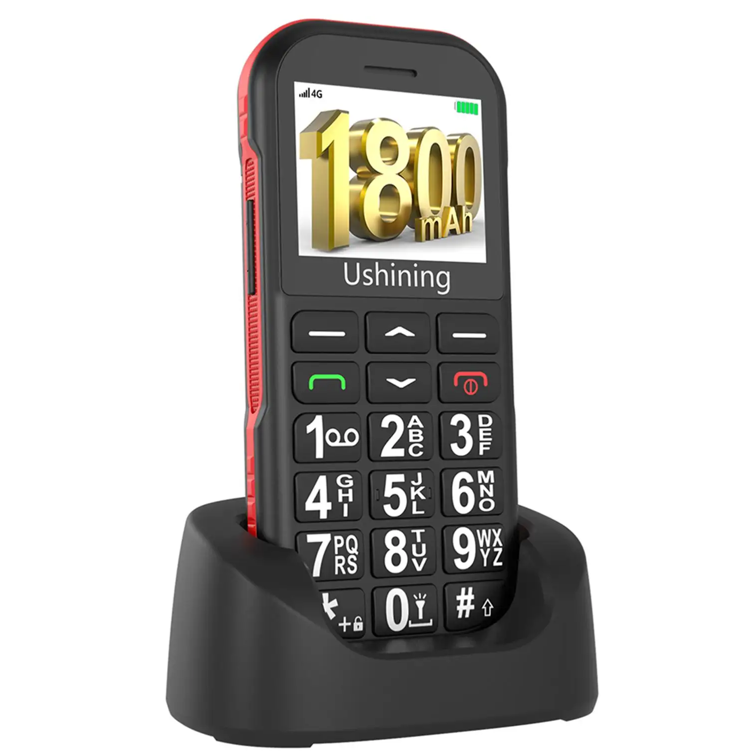 Teléfono móvil para personas mayores de origen superventas 4G Batería grande botón grande teléfono celular con pantalla de 1,8 pulgadas con botón SOS para personas mayores