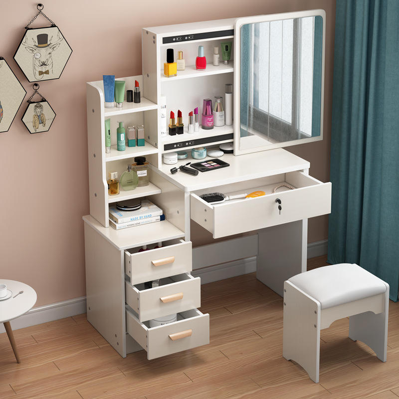 C60cm blanc + miroir nuage + tabouret rond