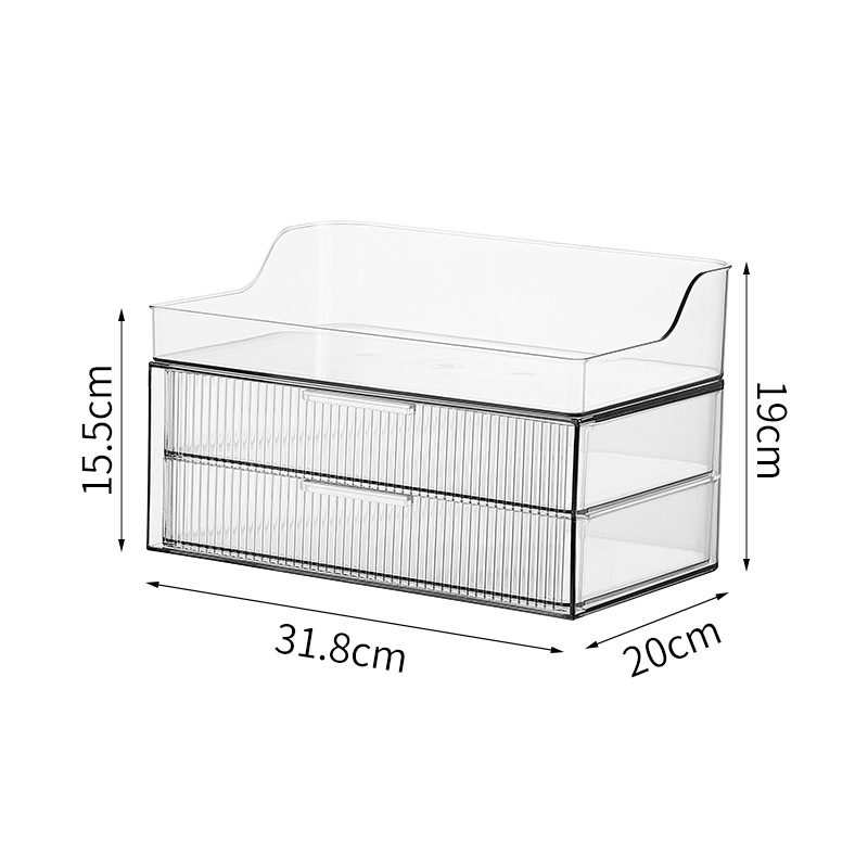 Two-drawer storage cabinet tray (transparent white)