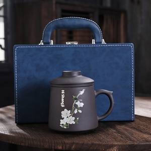 High-End Modern Purple Sand <strong>Cup</strong> for Women Customizable Ceramic Filtration for Tea Water Separation Three-Piece Set for Office - Product Image 3