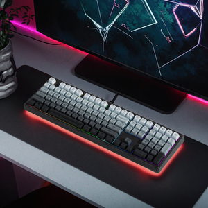 Teclado de escritorio portátil inalámbrico RGB de 108 teclas de tamaño completo, membrana ajustable personalizable programable de tres modos - Product Image 3