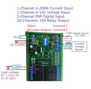 Elettechsup R4D6F20 4-20MA corrente IN 20 interruttore di uscita 2 PNP ingresso 0-10V tensione ingresso analogico RS485 Modbus RTU PLC IO modulo - Product Image 4