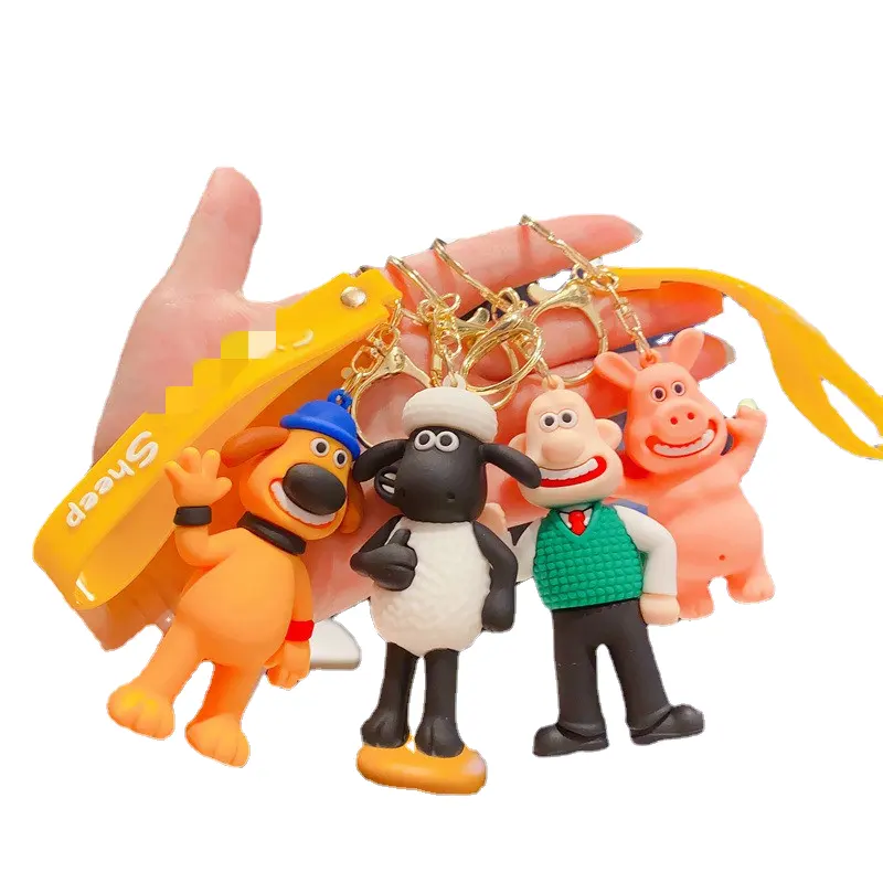 Carino 3D PVC cartone animato Anime pecore portachiavi coppia ciondolo cane maiale