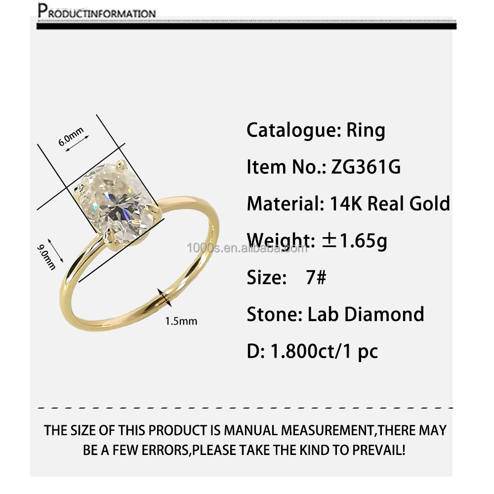 Oro 14K con Diamante Coltivato in Laboratorio ZG361G