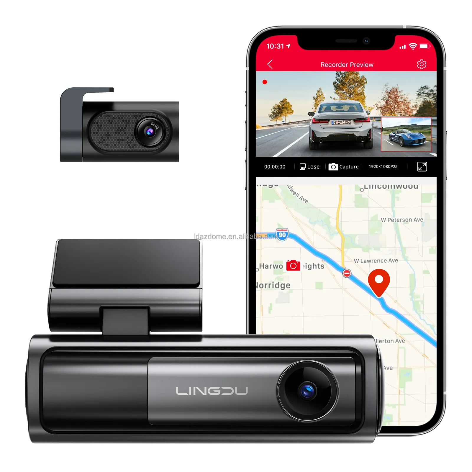 Lingu LD06 5K Dashcam com sensor Sony, câmera GPS 5G Wifi Bluetooth, câmera supercapacitor de controle de voz para carro DVR GPS