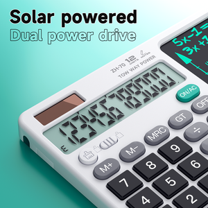 Calculatrice solaire HS avec tablette d'écriture LCD, papeterie numérique mathématique, calculatrice graphique scolaire, calculatrice solaire rouge mignonne - Product Image 4