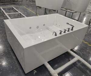 Luxury Led Light Whirlpool Jet Hydromassage Bathtub with Seat Villa Tub Home Air Massage Indoor <strong>Couple</strong> 2 Persons Modern Drainer