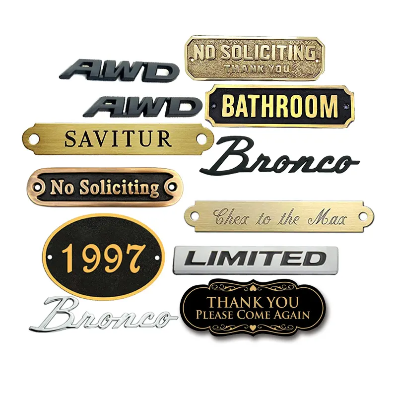 Personalizado Marca Car Badge Logo 3D Zinc Alloy Metal Letters Nome Plate Emblema de carro Custom Metal Label Brand Logo For Clothing