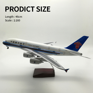 LED ABS nhựa Máy bay mô hình Airbus 380 ETIHAD đường hàng không Kích thước 46cm quy mô 1/160 với ánh sáng dẫn và hạ cánh bánh - Product Image 2