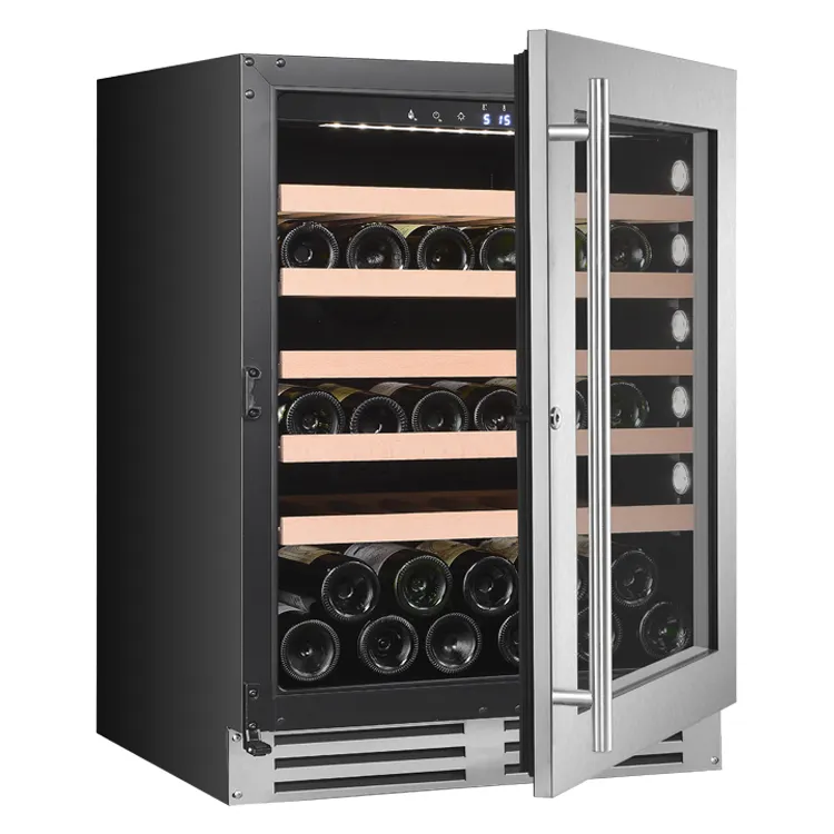 VI60S i più venduti Online 24 "Built-in Under Counter 60 bottiglie Single Zone Wine Cooler No frost Fan frigorifero per vino circolante