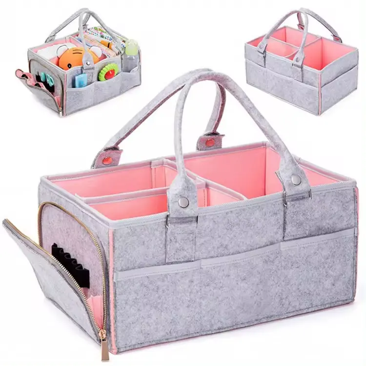 Felt Baby Diaper Tote Bag Designer Pattern with Handle Collapsible and Durable Extra Large Size