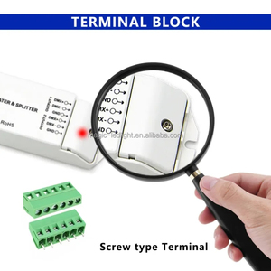 Divisor de repetidor de señal LED Dmx, DC 12V 24V, DMX512/1990, 1 entrada a 2 salidas, extensor para tira de luz de píxeles LED DMX512 - Product Image 3