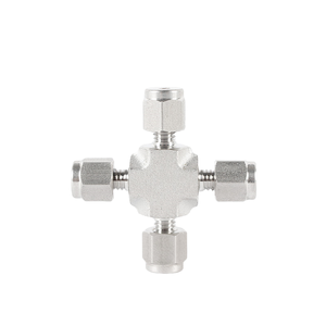 Chéo loại phụ kiện 4 cách Công Đoàn ống thủy lực nén phụ kiện đôi ferrule 4-cách bình đẳng Công Đoàn chéo ống lok phù hợp - Product Image 1