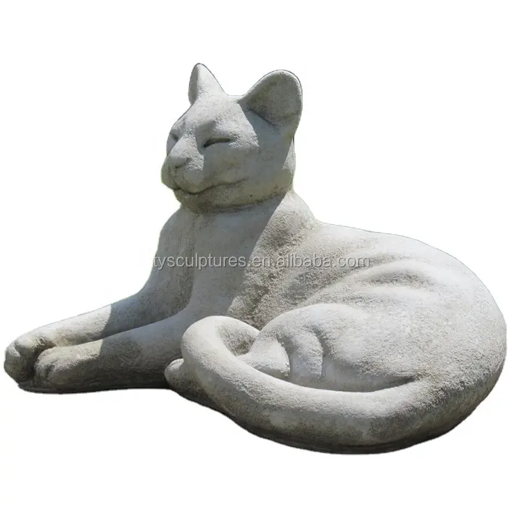 Statue de chat en granit, grande taille, décoration moderne de jardin, grande taille, pierre naturelle, sculpture de chat