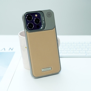 适用于iPhone 11-16背面的<span class=keywords><strong>PU</strong></span>皮革镜头座磁性手机套