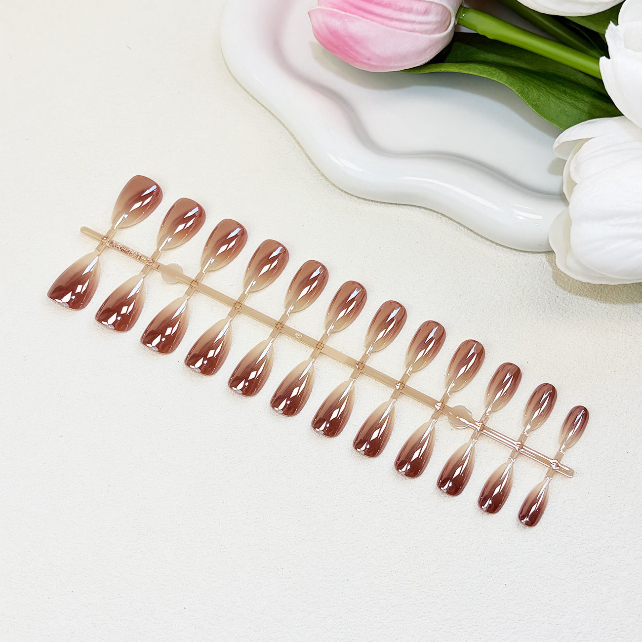 Dark coffee gradient nail art
