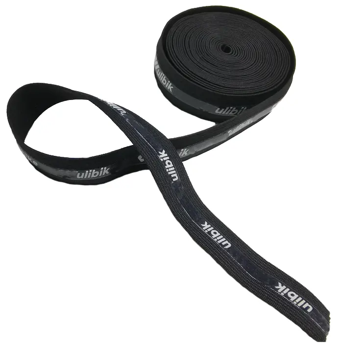 Good quality soft polyester webbing band custom logo cycling wear accessories non-slip silicone elastic band