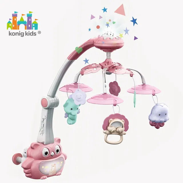 2021 KonigKids Remote Control Pojection Mobile Hanging Baby Crib Bed Toy Music Bell Baby Mobile