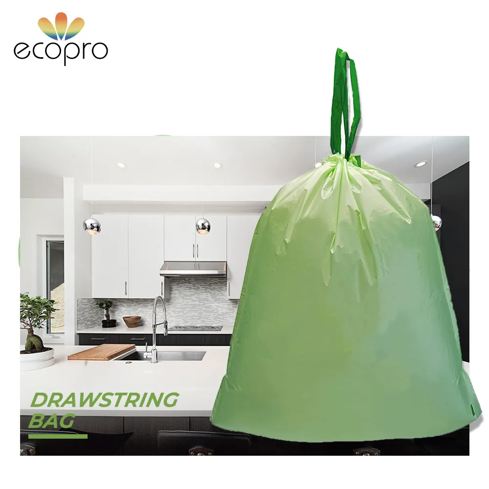 Eco Friendly Household Products Bio Degradable Compostable Drawstring Trash Garbage Bag