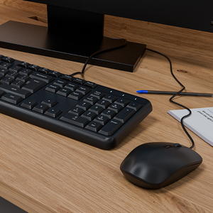 Teclado y ratón de ordenador de tamaño completo silencioso de nuevo diseño, ordenador de oficina, teclado ergonómico silencioso con cable para escritorio/ordenador portátil/PC - Product Image 2