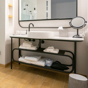 32" Console Sink in Matte Black Matte Kitchen Counter Bathroom Console Noir Brillant Sur Structure Metallique - Product Image 1