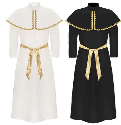 Vestido de sacerdote vintage medieval, roupão de Halloween para homens, capa de capela de papai, roupão de monge e cosplay, fantasia de renascimento, conjuntos de roupões para o clero