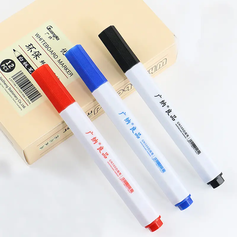Guangna GN-500 3 renk su bazlı kuru silme ve yaş silme özel dolum mürekkep beyaz tahta işaretleyici kalem