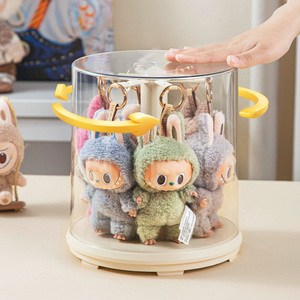 In Stock Pop Plush <strong>Toy</strong> Figures Labubu Hanging <strong>Round</strong> Display <strong>Box</strong> with Hooks Stackable Auto Rotation Transparent Storage <strong>Box</strong> - Product Image 3