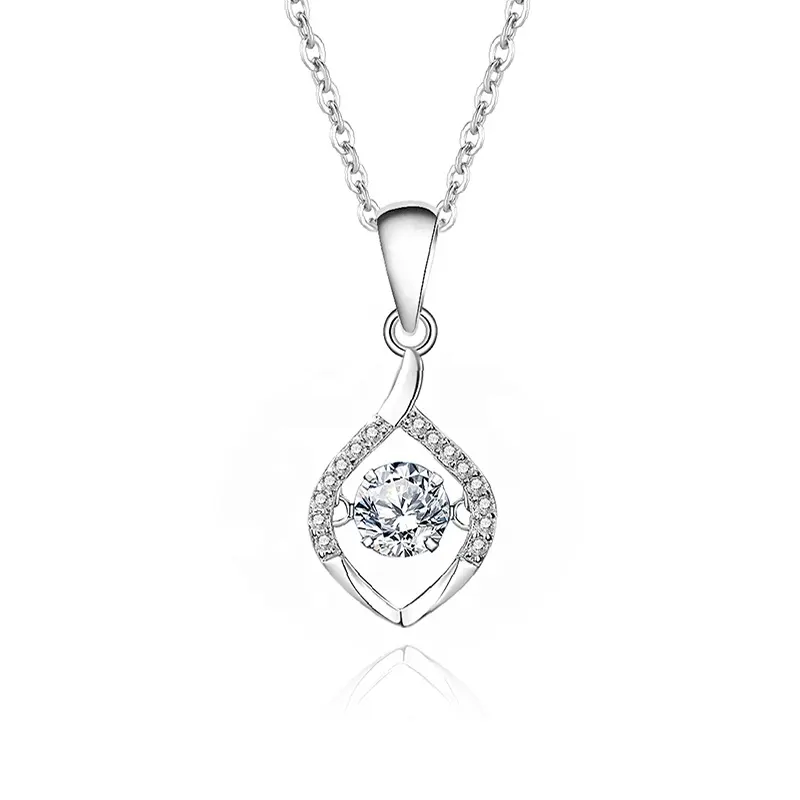 Collier en argent Sterling 925 pour femmes D couleur Moissanite collier rond brillant coupe Solitaire pendentif collier