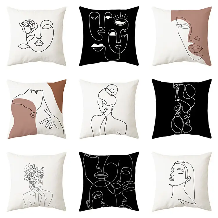 Наволочки для подушки середины века с абстрактным лицом, декоративная минималистская Женская наволочка в стиле бохо