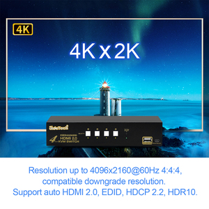 JideTech <strong>KVM</strong> <strong>Switch</strong> 4 Port Support Ultra HD with USB 2.0 Hub and Cables Support Hotkey Mouse and Wire Remote