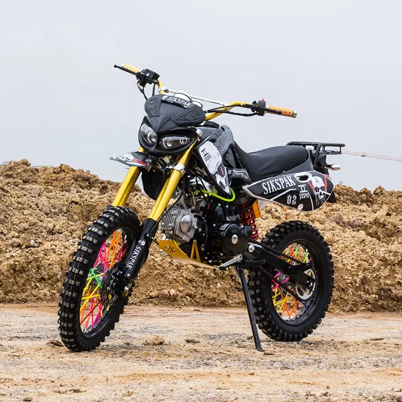 Essence Autres motos 125 cc Air Cool Kick et démarrage électrique Off Road Dirtbike Adulte 4 Temps Big Wheel Dirt Bike