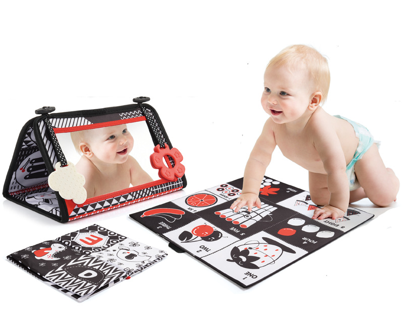 Tissu miroir ha ha noir et rouge 4 pages 8 côtés-sac