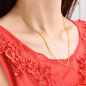 Xinfly 24K saf sarı altı<span class=keywords><strong>n</strong></span> 999 gerdanlık kolye düğü<span class=keywords><strong>n</strong></span> hediyeler nişan partiler için Trendy stil Twisted Link halat zincir