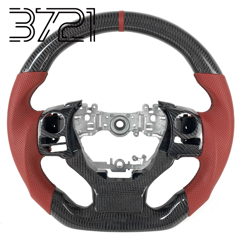Fibra de carbono+cuero perforado rojo