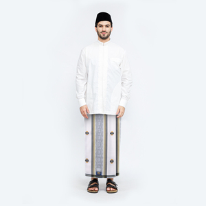 <strong>Sarong</strong> Muslim Jacquard Premium <strong>Sarong</strong> for Adults Classic Gold C45 SSF Grey White Men's <strong>Sarong</strong> Indonesia - Product Image 2