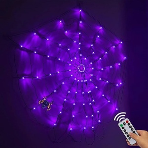 LEDハロウィンデコレーションライトスパイダーウェブストリングライト直径リモートコントロールバッテリーボックスパワードストリングライト - Product Image 1