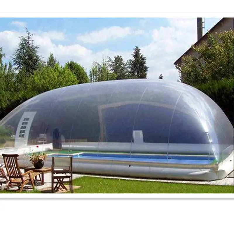 Zwembad Hoes Tenten Fabriek Op Maat Pvc Opblaasbare Transparante Koepel Tent Verwijderbare Veer Zwembad Tent