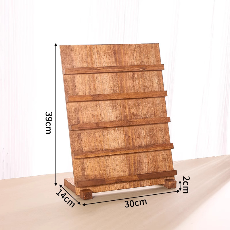 Walnut-colored five-tiered display stand (5.5cm spacing)