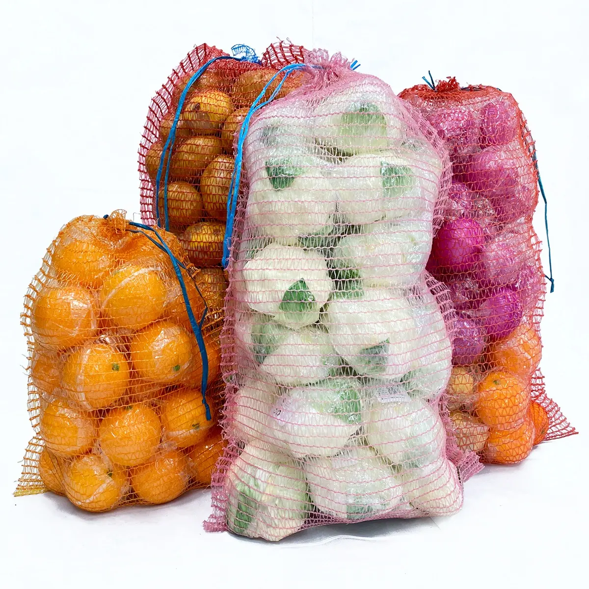 Embalaje de plástico personalizado PE Raschel bolsa de malla tomate bolsa de malla para verduras frutas embalaje