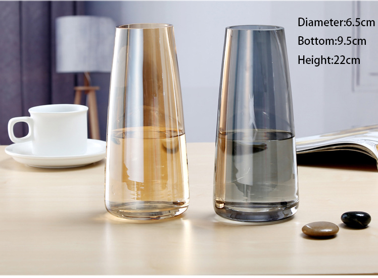 Wholesale 22cm Ins Style Floral Flower Plant Bud Decorative  Glass Vase Crystal Glass Vase Hand Blown Glass Vase