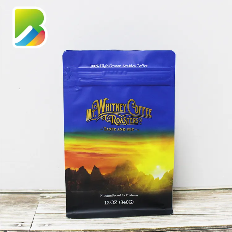 Confezione ermetica con valvola bianca opaca da 16 once ecologica da 12 once confezione di sacchetti di fagioli vuoti e confezione con Logo con cerniera sacchetto di caffè da imballaggio da 500g