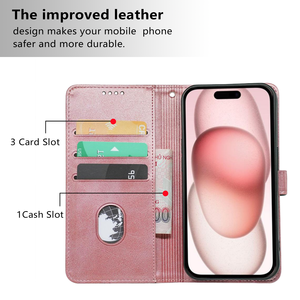 iPhone 12 13迷你14 15 Plus 16 Pro Max皮革翻盖钱包外壳，带支架防震手机套包